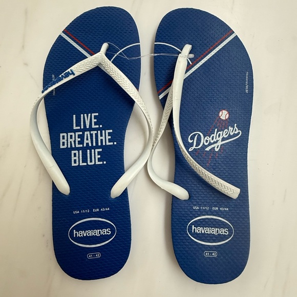 Havaianas Other - Havaianas Slim Dodgers Blue Flip Flops with White Logo NWT